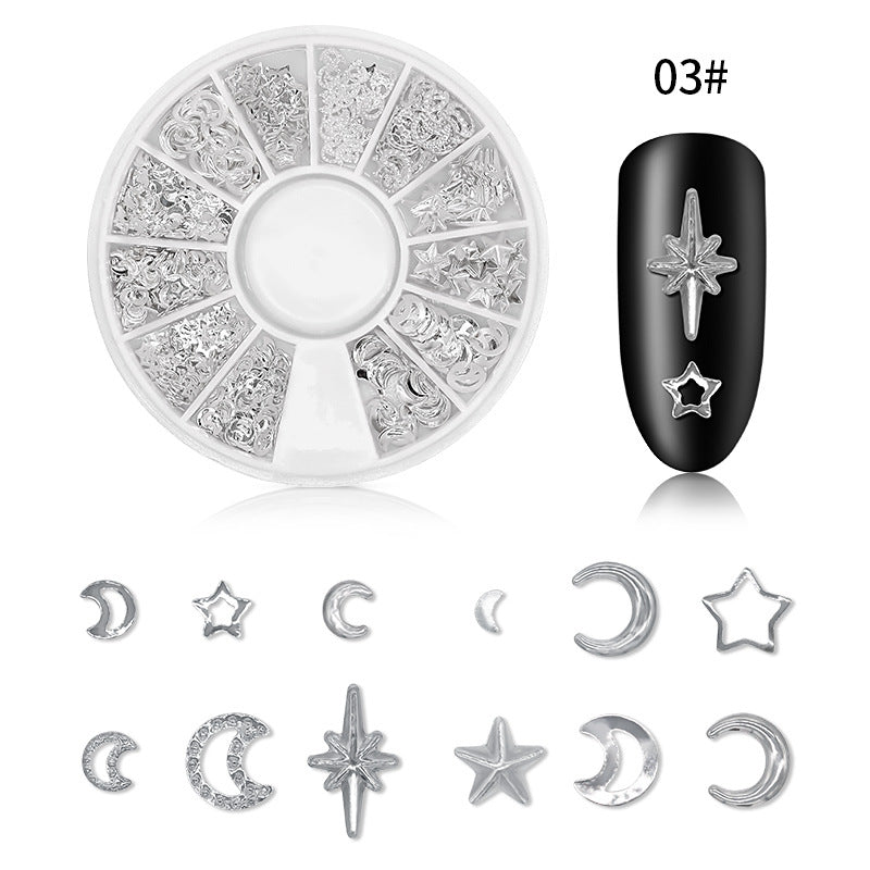 Wholesale Nail Art Rivets Star and Moon Metal Alloy Nail Decoration Hollow Nail Art Diamonds